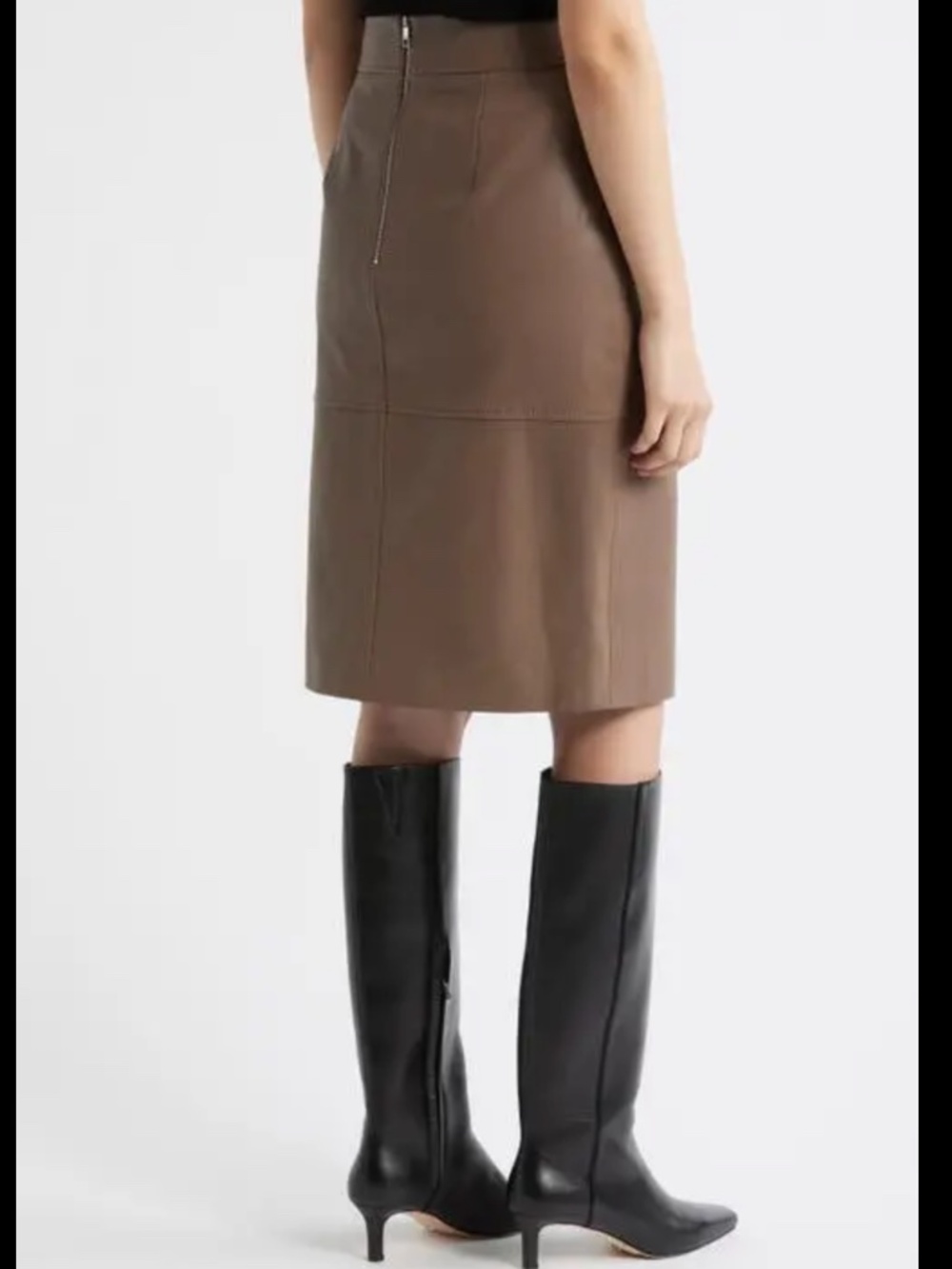 BOSS  Setora Lambskin Leather Pencil Skirt - Picture 3 of 11